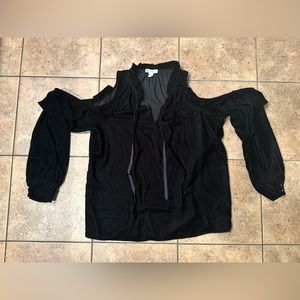 Eliane Rose black velvet cold shoulder top women's size M